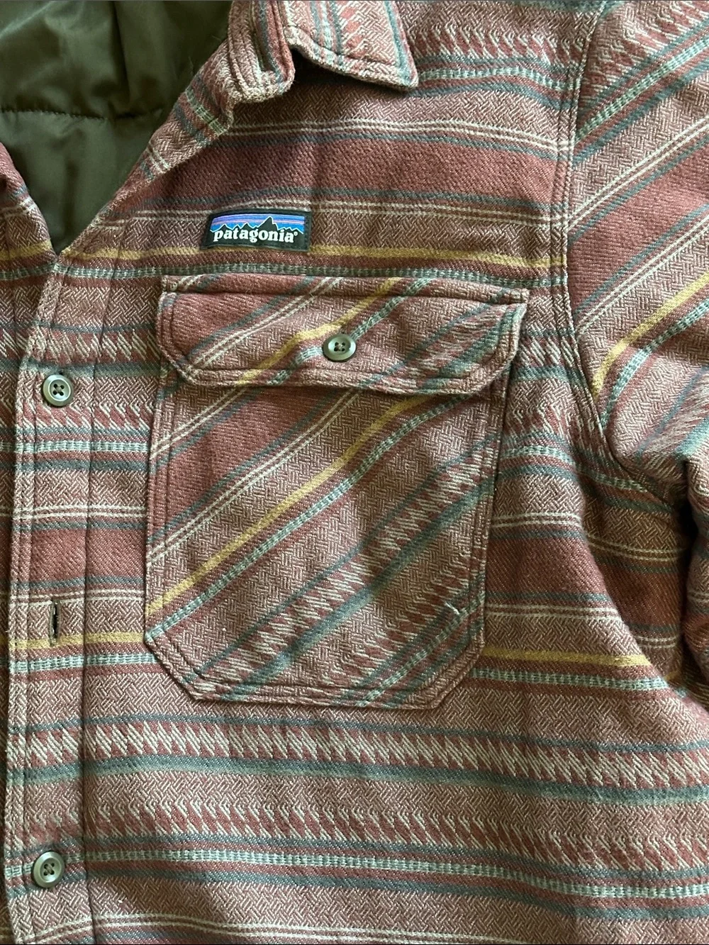 Patagonia Men's XL Maroon Striped Button-Up Shirt Jacket